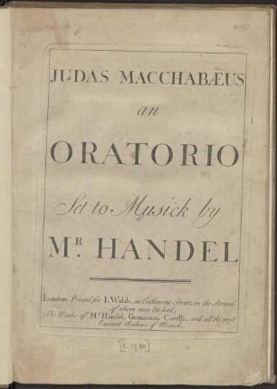 Judas Macchabaeus, an Oratorio
