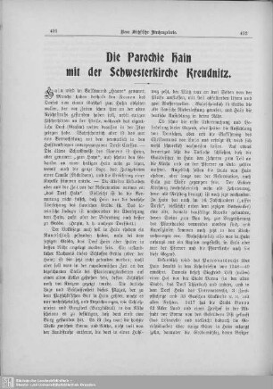 Die Parochie Hain mit der Schwesterkirche Kreudnitz