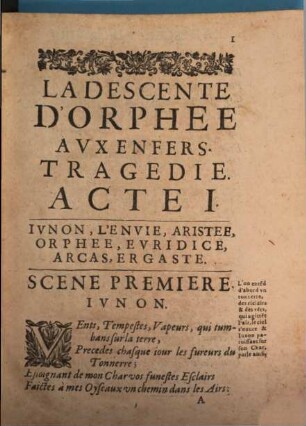 La descente d'Orphée aux enfers : Tragedie