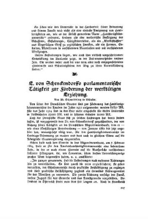 E. von Schenckendorffs parlamentarische Tätigkeit zur Förderung der werktätigen Erziehung