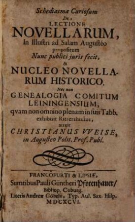 Schediasma curiosum de lectione Novellarum