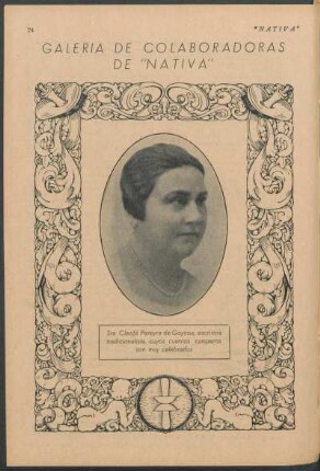Galería de colaboradoras de "Nativa" - Sra. Cleofé Pereyra de Goycoa