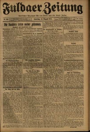 Erste Ausgabe vom Sonntag, den 13. August 1922.