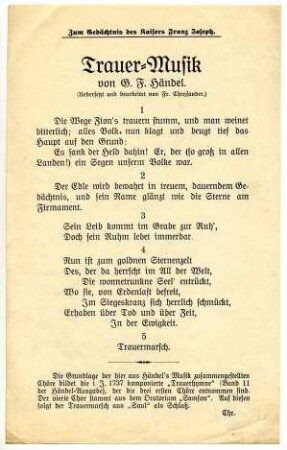 Trauermusik / von G. F. Händel.