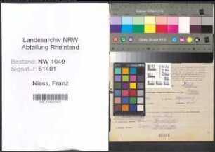 Entnazifizierung Franz Niess , geb. 05.12.1892 (Lehrer)
