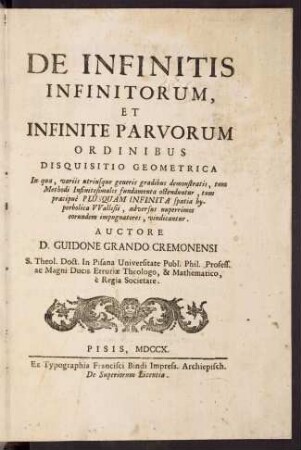 De infinitis infinitorum, et infinite parvorum ordinibus disquisitio geometrica