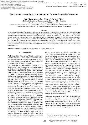 Fine-grained Named Entity Annotations for German Biographic Interviews