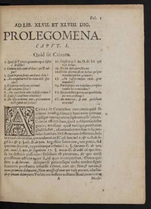 Ad Lib. XLVII. Et XLVIII. Dig. Prolegomena.