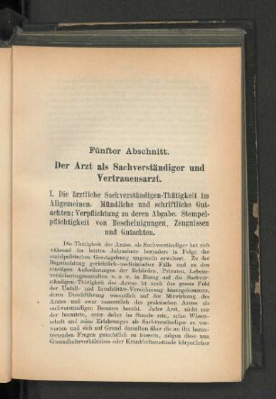 Fünfter Abschnitt. Der Arzt als Sachverständiger und Vertrauensarzt.