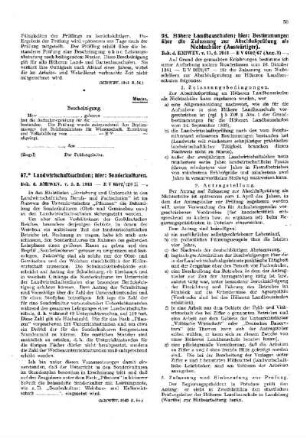 Höhere Landbauschulen; hier: Bestimmungen über die Zulassung zur Abschlußprüfung als Nichtschüler (Auswärtiger) : [Erziehung] ; [Für das Reich] ; [Amtliche Erlasse] ; [Amtlicher Teil]