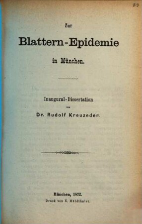 Zur Blattern-Epidemie in München