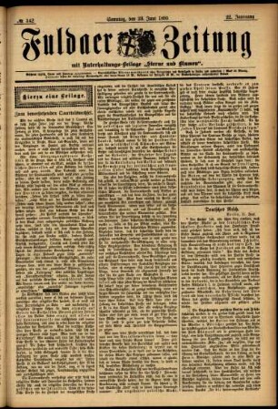 Erste Ausgabe vom Sonntag, den 23. Juni 1895.