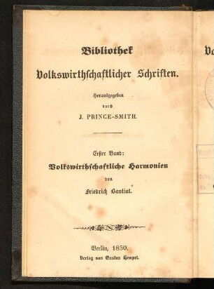 Volkswirthschaftliche Harmonien