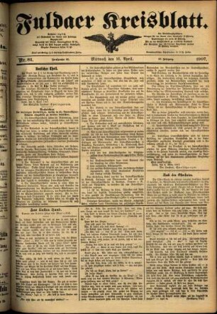 Ausgabe vom Mittwoch, den 10. April 1907.