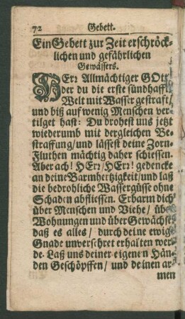 Ein Gebett zur Zeit erschröcklichen und gefährlichen Gewässers