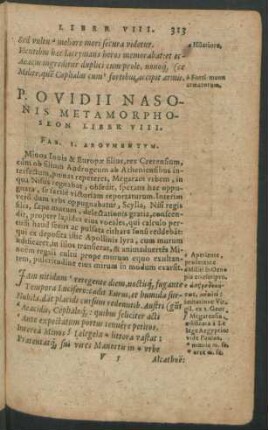 P. Ovidii Nasonis Metamorphoseon Liber VIII.