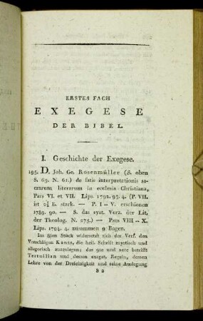 I. Geschichte der Exegese.