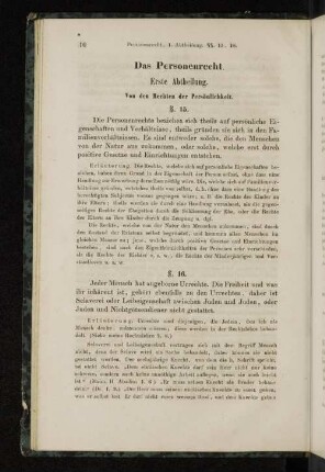 Erste Abtheilung. Von den Rechten der Persönlichkeit.