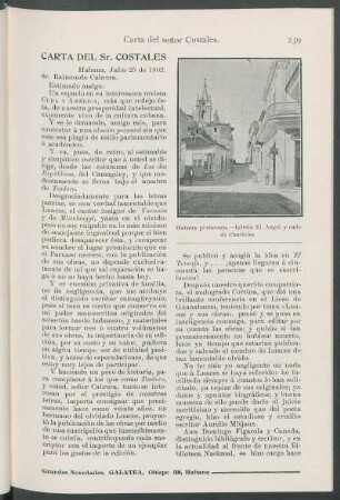 Carta del Sr. Costales [a Raimundo Cabrera.]