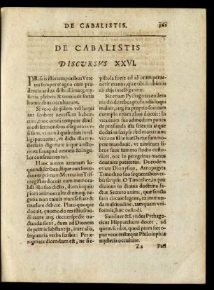 De Cabalistis. Discursus XXVI.