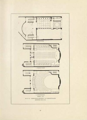 Abb. 25-27. Marmorhaus-Lichtspiele am Kurfürstendamm. Architekt Hugo Pál. Erdgeschoss, 1. Obergeschoss, 2. Obergeschoss