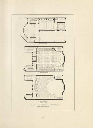Abb. 25-27. Marmorhaus-Lichtspiele am Kurfürstendamm. Architekt Hugo Pál. Erdgeschoss, 1. Obergeschoss, 2. Obergeschoss