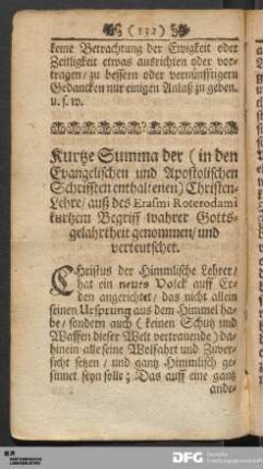 Kurtze Summa der ... Christen-Lehre...