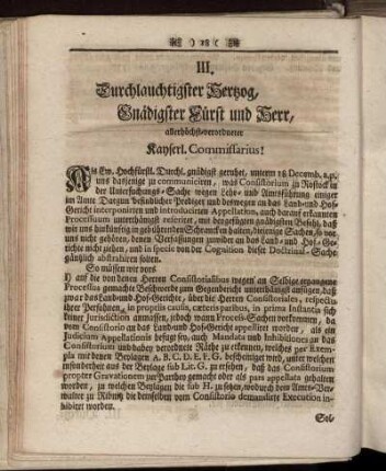 III. Des Land- und Hof-Gerichts Gegen-Bericht.