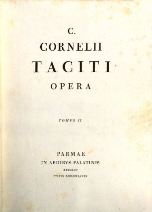C. Cornelii Taciti Opera, 2