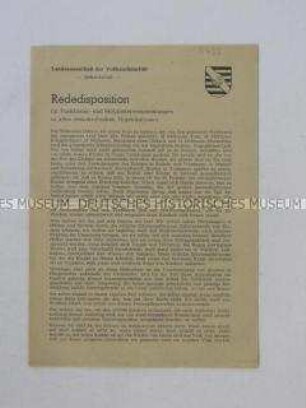 Schulungsmaterial der Volkssolidarität für Funktionärs- und Mitgliederversammlungen in allen demokratischen Organisationen