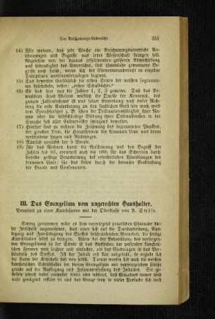 ¬Das¬ Evangelium vom ungerechten Haushalter : Vorarbeit zu einer Katechisation mit der Oberklasse