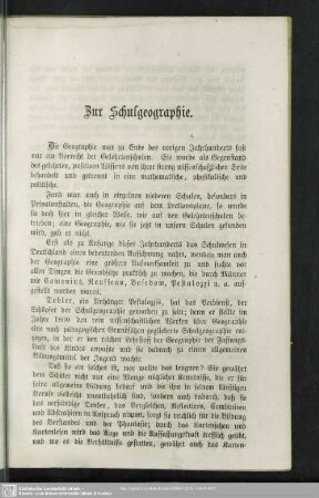 Zur Schulgeographie