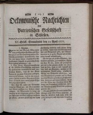 XV. Stück. Sonnabends den 12 April 1777.