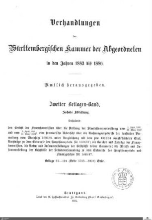 2,64: Landtag Württemberg - Kammer 2, Beilagen 1883-1886, Bd. 2,6