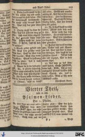Vierter Theil, hält in sich Psalmen-Lieder.