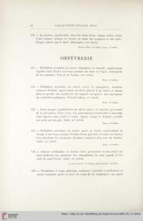 Orfèvrerie (Nr. 134 - 158)