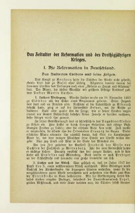 Das Zeitalter der Reformation und des Dreißigjährigen Krieges