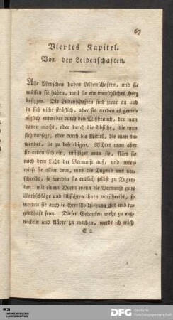 Viertes Kapitel. Von den Leidenschaften.