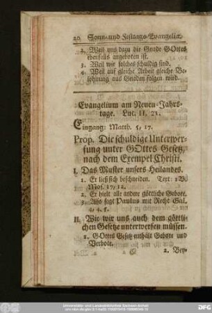 Evangelium am Neuen Jahrstage. Luc. II, 21.