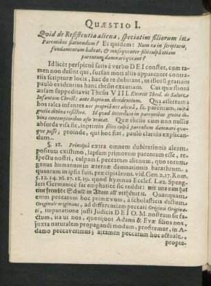 Quaestio I. Quid de Resistentia aliena, speciatim filiorum in Parentibus statuendum? ...