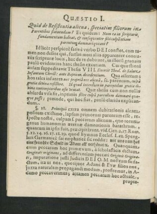Quaestio I. Quid de Resistentia aliena, speciatim filiorum in Parentibus statuendum? ...