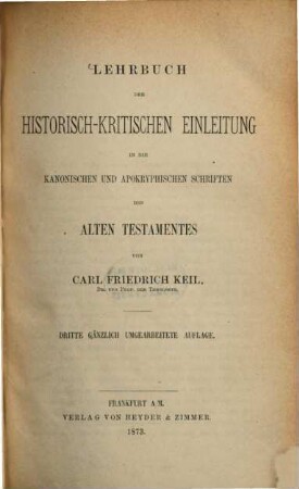 Lehrbuch der historisch-kritischen Einleitung in die kanonischen und apokryphischen Schriften des Alten Testamentes