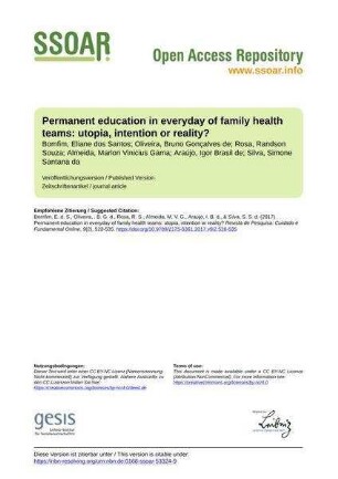 Permanent education in everyday of family health teams: utopia, intention or reality?