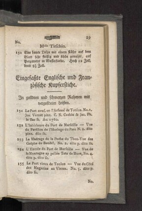 Eingefaßte Englische und Französische Kupferstiche.