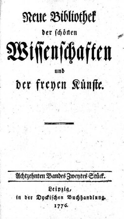 Achtzehnten Bandes zweytes Stück