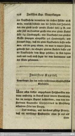 Zwölftes Kapitel. Bemerkungen über den vorher beschriebenen Chryseliusstschen Stubenofen
