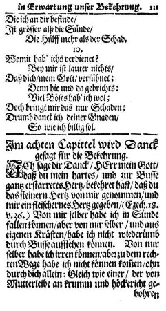 Im achten Capittel wird Danck gesagt für die Bekehrung.