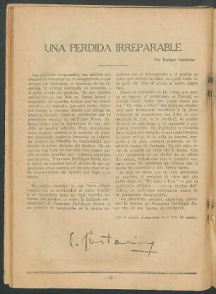 Una pérdida irreparable : (De la oración pronunciada en el acto del sepelio)