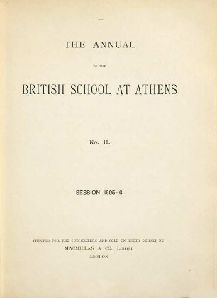 The annual of the British School at Athens. 2. 1895/96