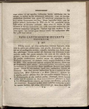 Usus Cantharidum Internus Generatim.